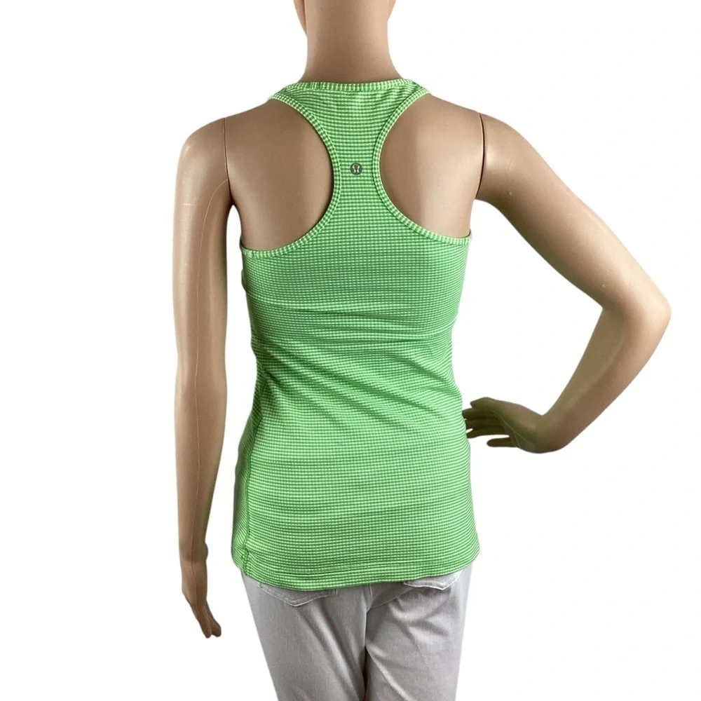 Lululemon Cool Racerback Tank Top Gingham Frond Green Size 2